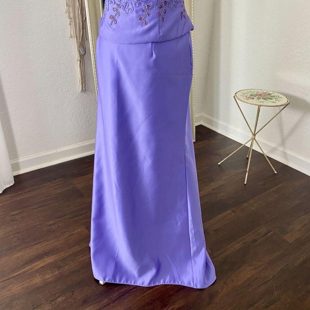 VTG Union Made in USA Ethereal Beaded Purple Corset 2 Piece Prom Dress Set L - Picture 5 of 8